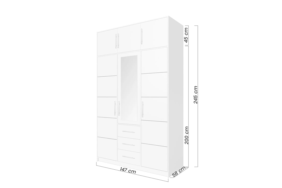 Skříň Lutori D3 147 cm s nástavcem - dub wellington skříň třídveřová Lutori D3 147 cm z nadstawka - dub wellington