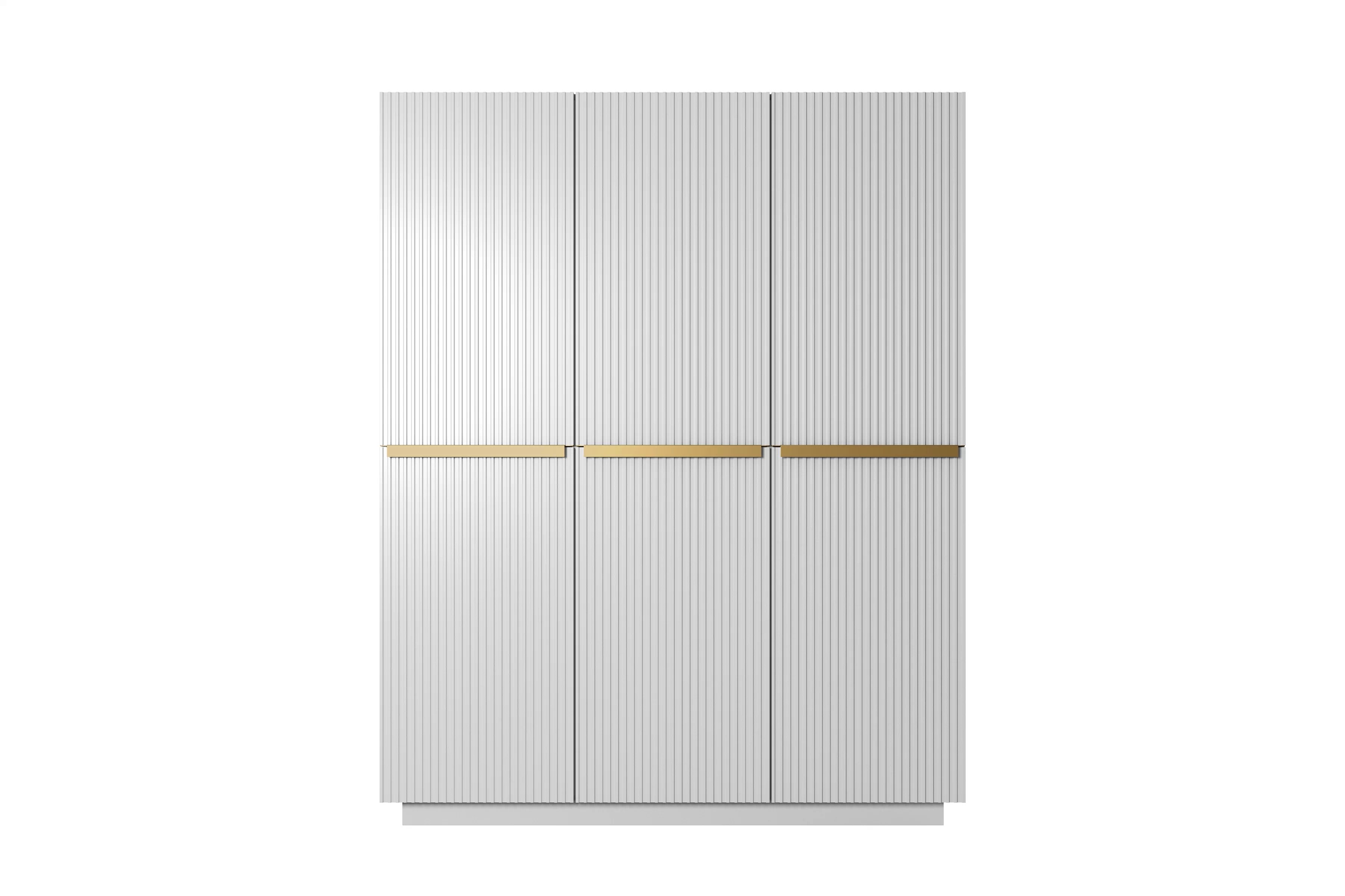 Skriňa Nicole 150 cm s ukrytými zásuvkami - biely mat / zlaté úchytky Skriňa trojdverová Nicole z ukrytymi zásuvkami 150 cm - biely mat / zlote úchyty