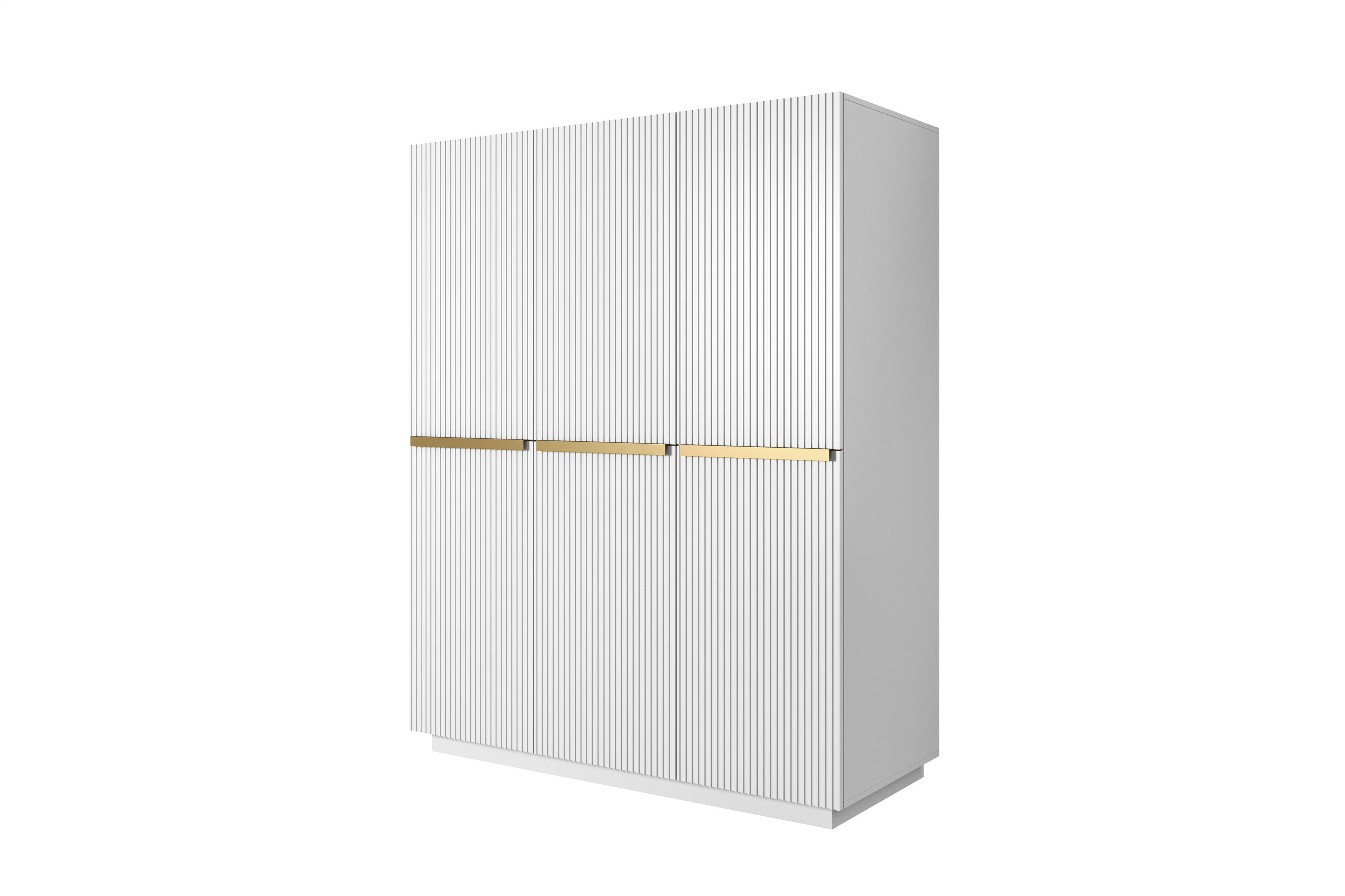 Skriňa Nicole 150 cm s ukrytými zásuvkami - biely mat / zlaté úchytky Skriňa trojdverová Nicole z ukrytymi zásuvkami 150 cm - biely mat / zlote úchyty
