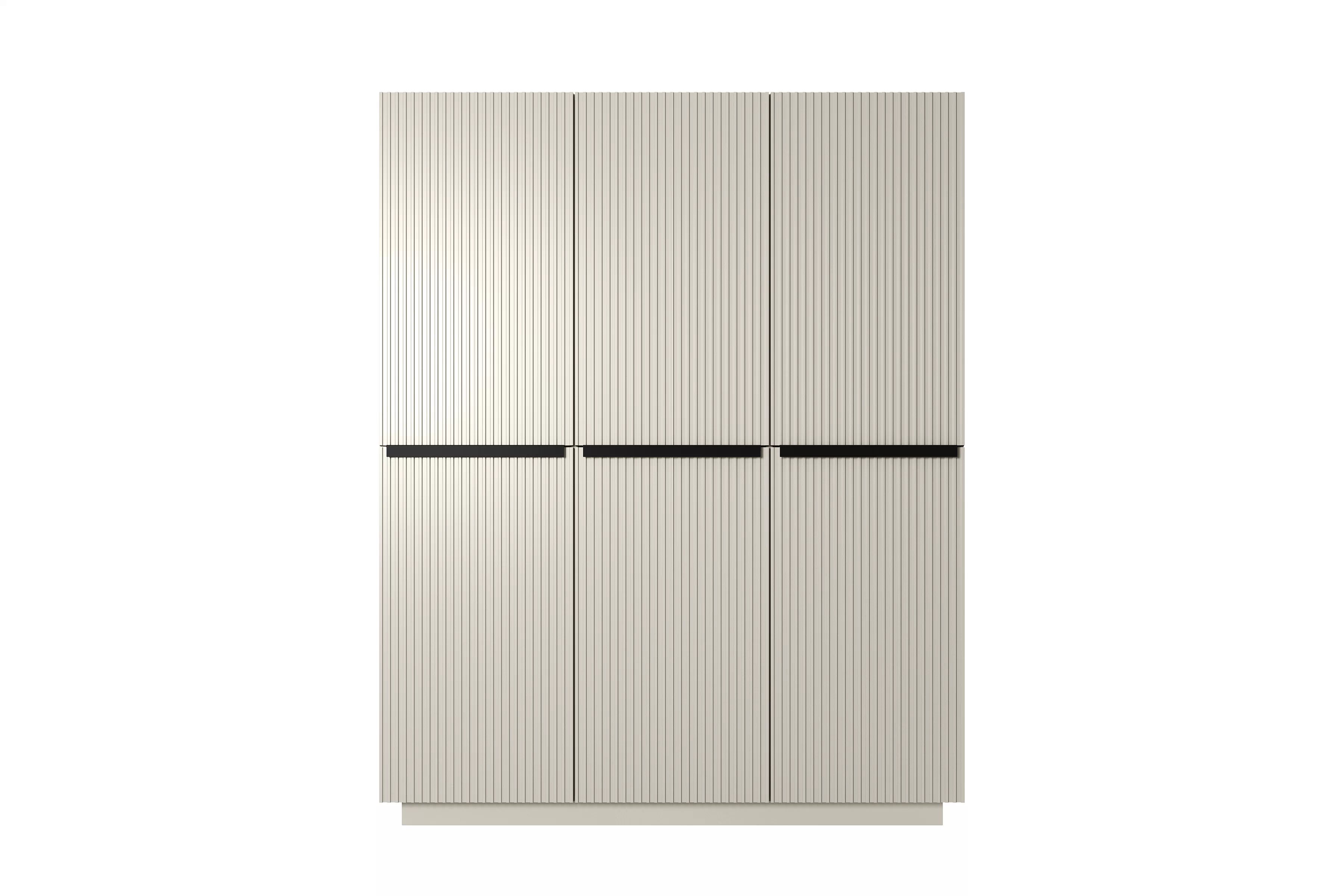 Šatní skříň Nicole 150 cm se zásuvkami - kašmírová / černé úchytky skříň třídveřová Nicole z ukrytymi zásuvkami 150 cm - kašmír / černá Úchytky