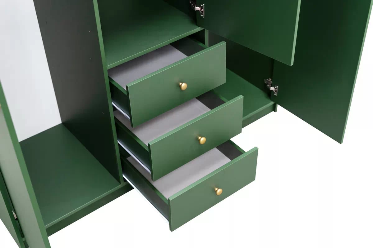 Skriňa Siena D3 II s 3 zásuvkami i zrkadlom 149 cm - fľaškovo zelená Skriňa trojdverová Siena D3 II s 3 zásuvkami i zrkadlom 149 cm - fľaškovo zelená