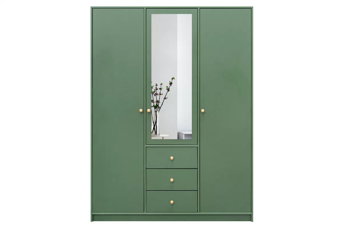 Skriňa Siena D3 II s 3 zásuvkami i zrkadlom 149 cm - fľaškovo zelená Skriňa trojdverová Siena D3 II s 3 zásuvkami i zrkadlom 149 cm - fľaškovo zelená