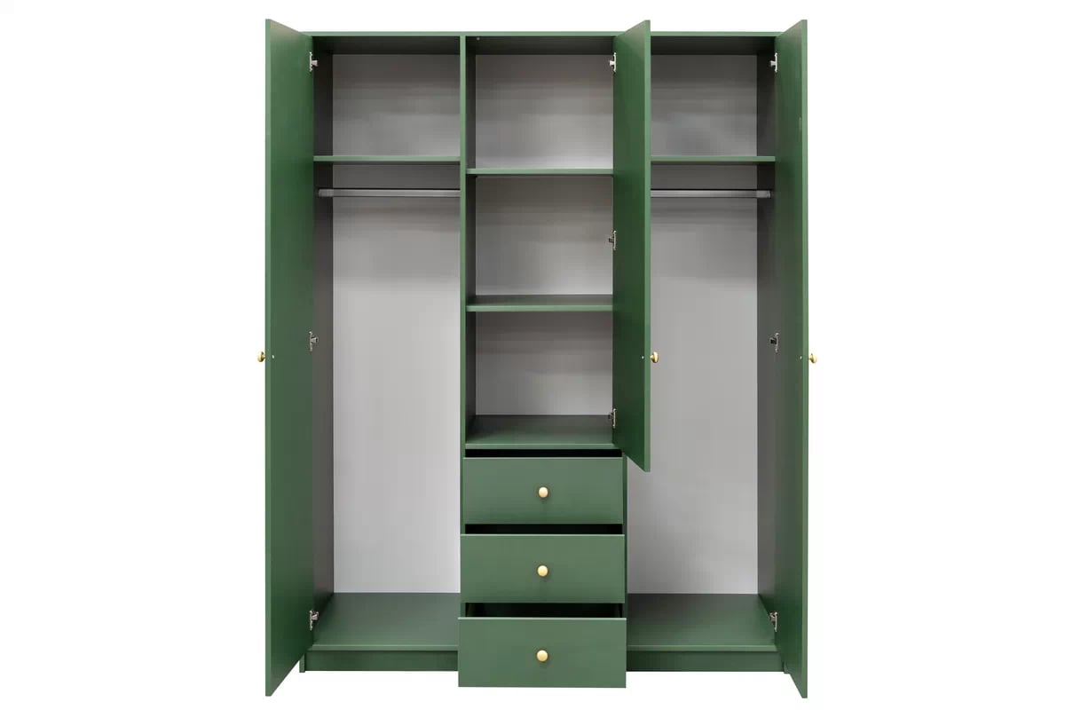 Skriňa Siena D3 II s 3 zásuvkami i zrkadlom 149 cm - fľaškovo zelená Skriňa trojdverová Siena D3 II s 3 zásuvkami i zrkadlom 149 cm - fľaškovo zelená