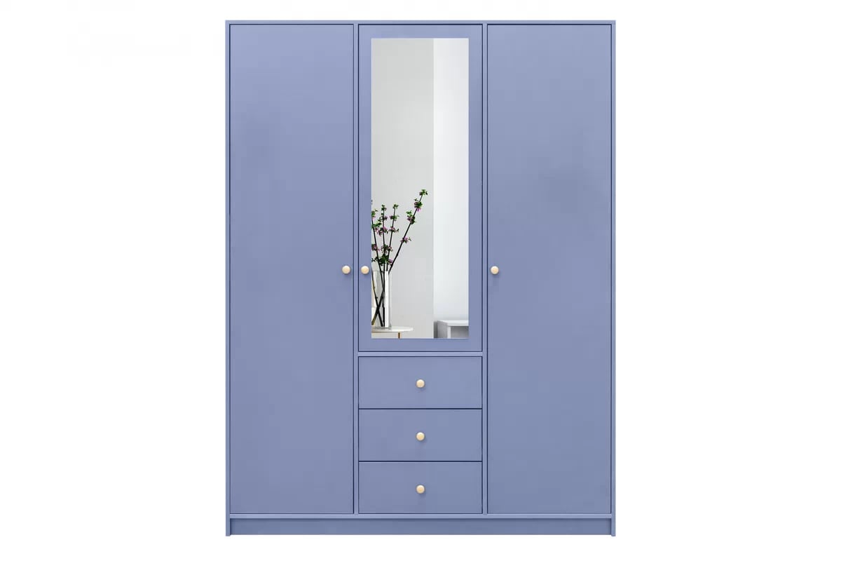 Skriňa Siena D3 II s 3 zásuvkami i zrkadlom 149 cm - tlmená morská modrá Skriňa trojdverová Siena D3 II s 3 zásuvkami i zrkadlom 149 cm - zgaszony Blankyt