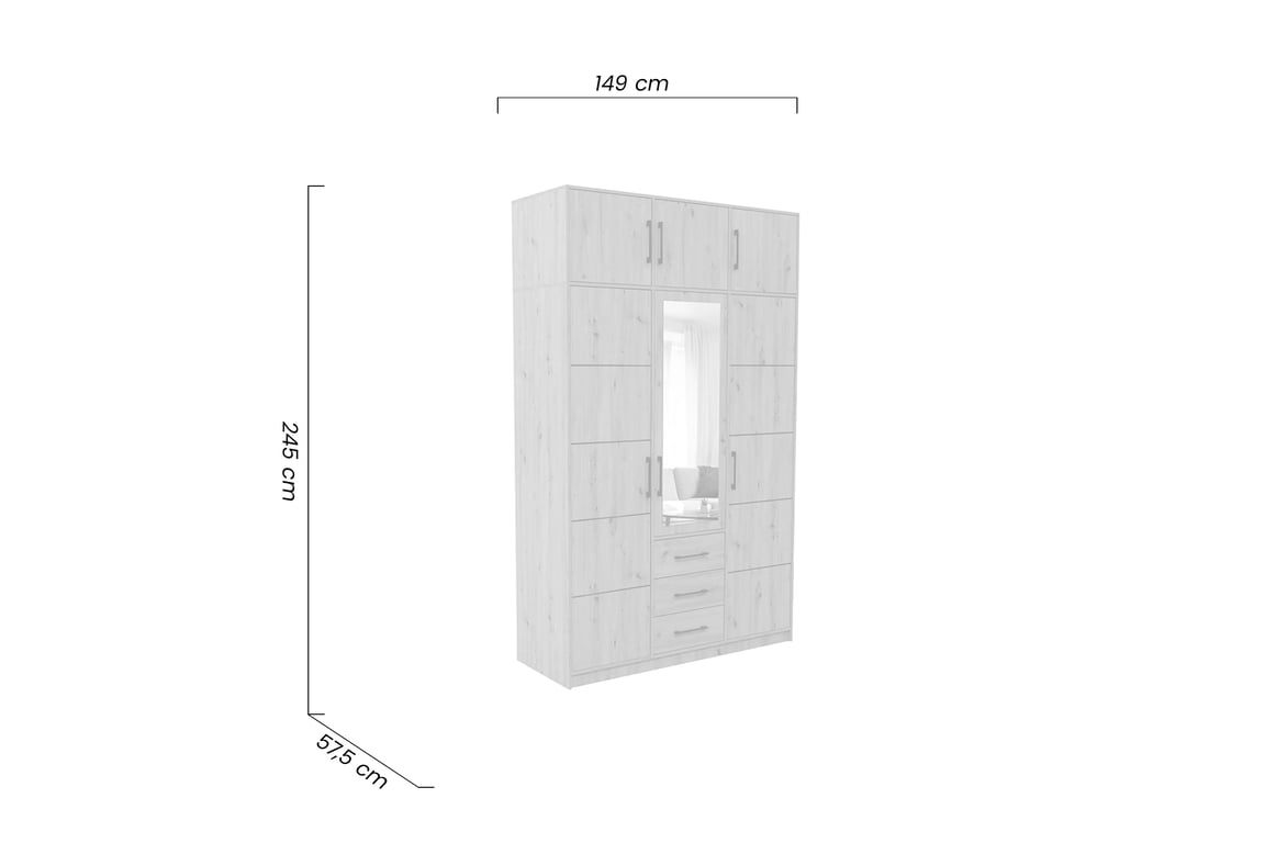 Šatní skříň s nástavcem Kos D3 149 cm - dub artisan skříň třídveřová z nadstawka Kos D3 149 cm - dub artisan