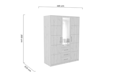 Skriňa s tromi zásuvkami i zrkadlom Kos D3 149 cm - Dub artisan Skriňa trojdverová s tromi zásuvkami i zrkadlom Kos D3 149 cm - Dub artisan