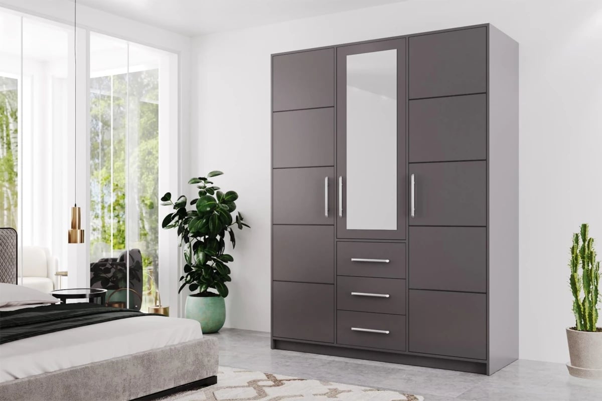 Skříň Bali 147 cm - grafitová Grafitová Skříň