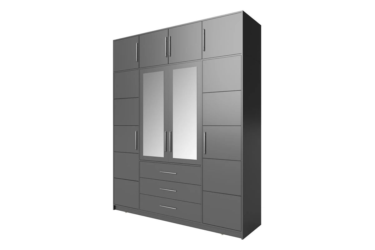 Šatníková skriňa Bali 196 cm s nadstavcom - grafitová Skriňa z nadstawka 