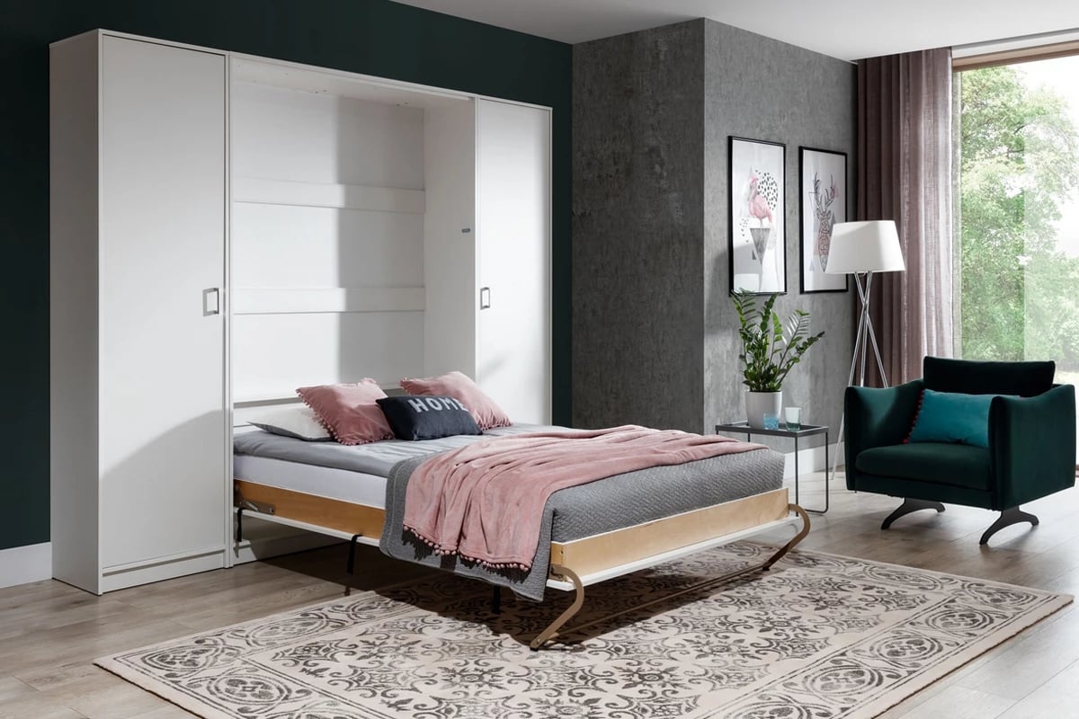 Skriňa W ku vertikálnej sklápacej posteli Basic 60 cm - biely mat Sklápacia posteľ do spálne