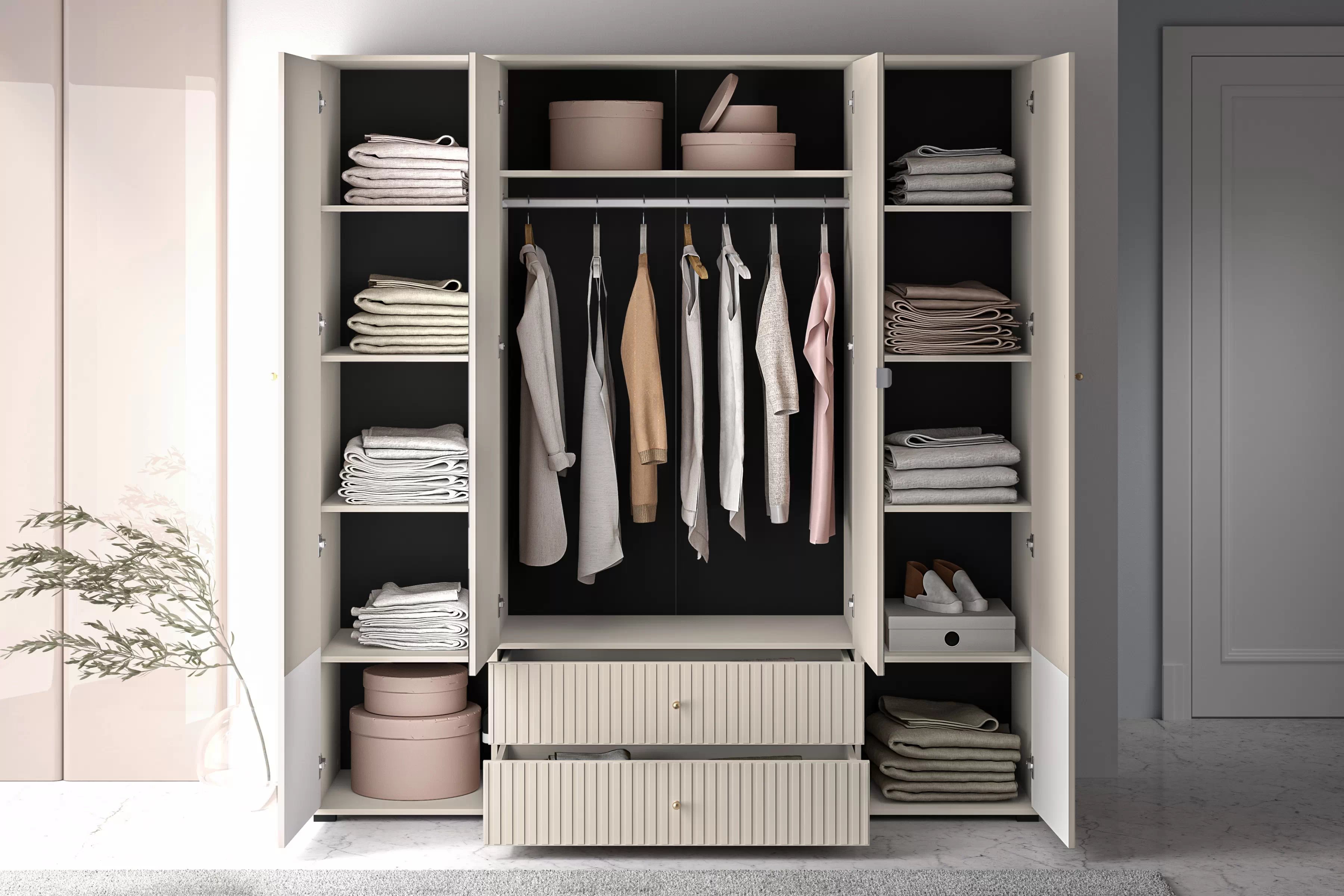 skříň z zrcadlem Jamuzi  200 cm - kašmír skříň z zrcadlem Jamuzi 23 - 150 cm - kašmír