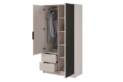 skříň z zrcadlem Neria 105 cm - kašmír / černá skříň z zrcadlem Neria 105 cm - kašmír / černá