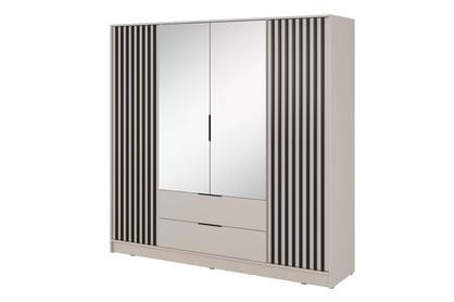 skříň z zrcadlem Neria 206 cm - kašmír / černá