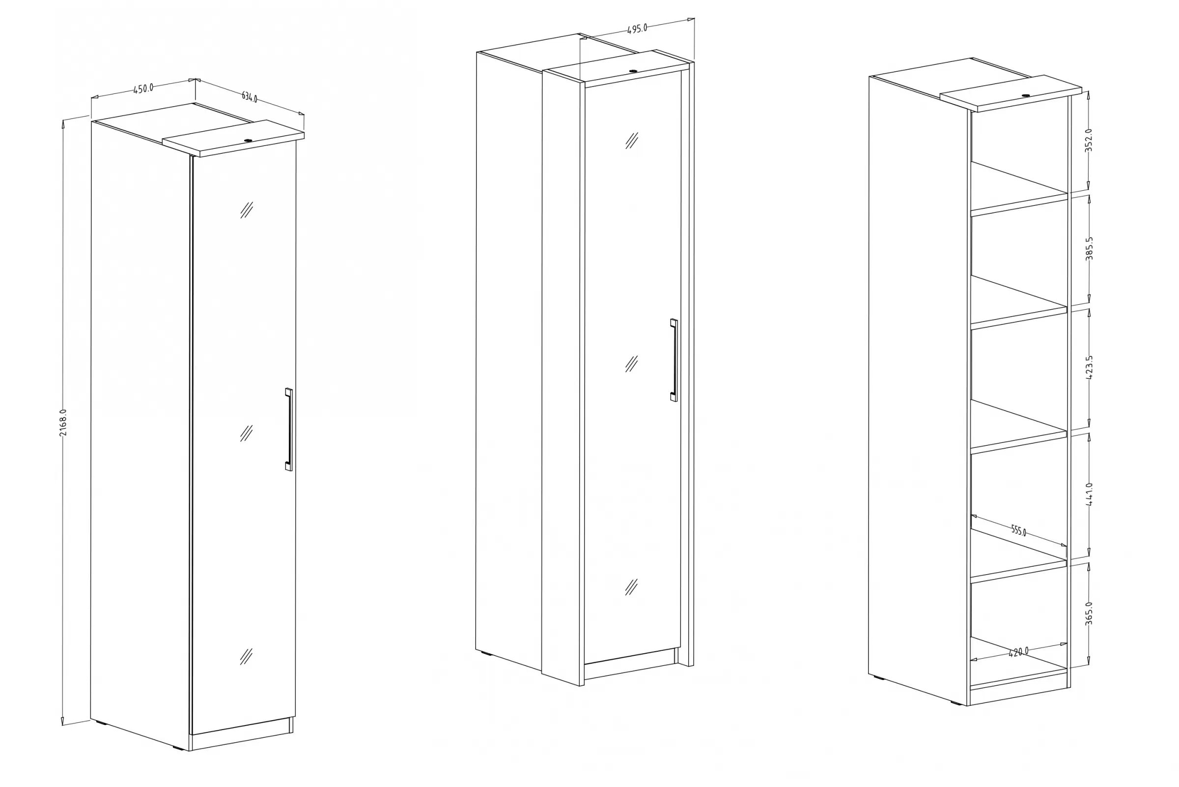 Skriňa jednodverová so zrkadlom Optima 57 L/P - biely mat Skriňa z zrkadlom Optima 57 45 cm - Biely