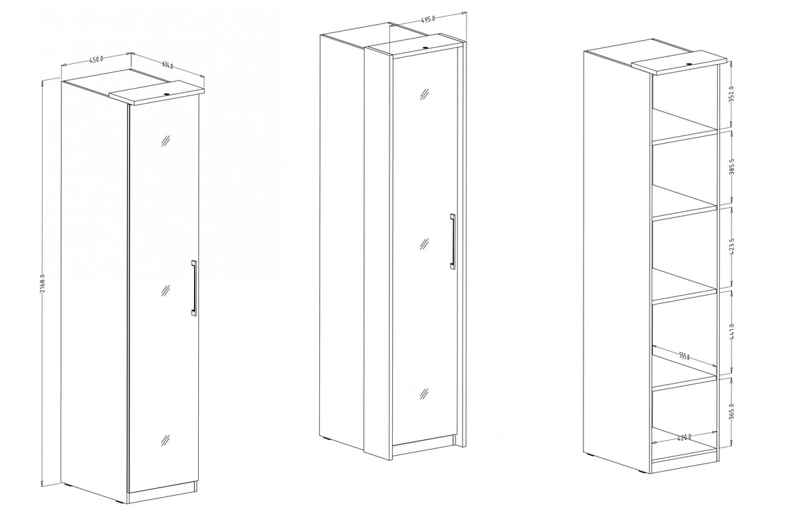 Skriňa jednodverová so zrkadlom Optima 57 L/P - biely mat Skriňa z zrkadlom Optima 57 45 cm - Biely