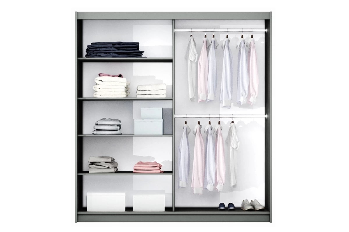 Skriňa so zrkadlom Vigo 200 Grafit Skriňa z Vešiakami 