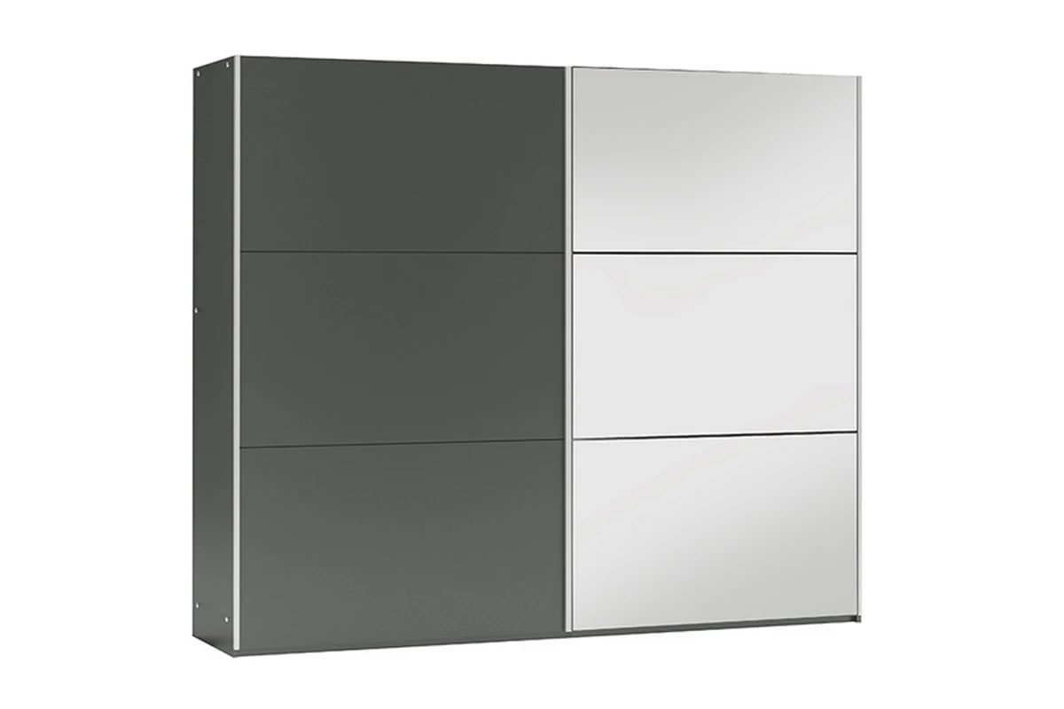 Šatní skříň Vigo 250 cm se zrcadlem - grafit moderní Skříň s posuvnými dveřmi