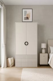 Skriňa Nubo 100 cm so zásuvkami - kašmírová / čierna Skriňa so zásuvkami Nubo 100 cm - kašmír / Čierny