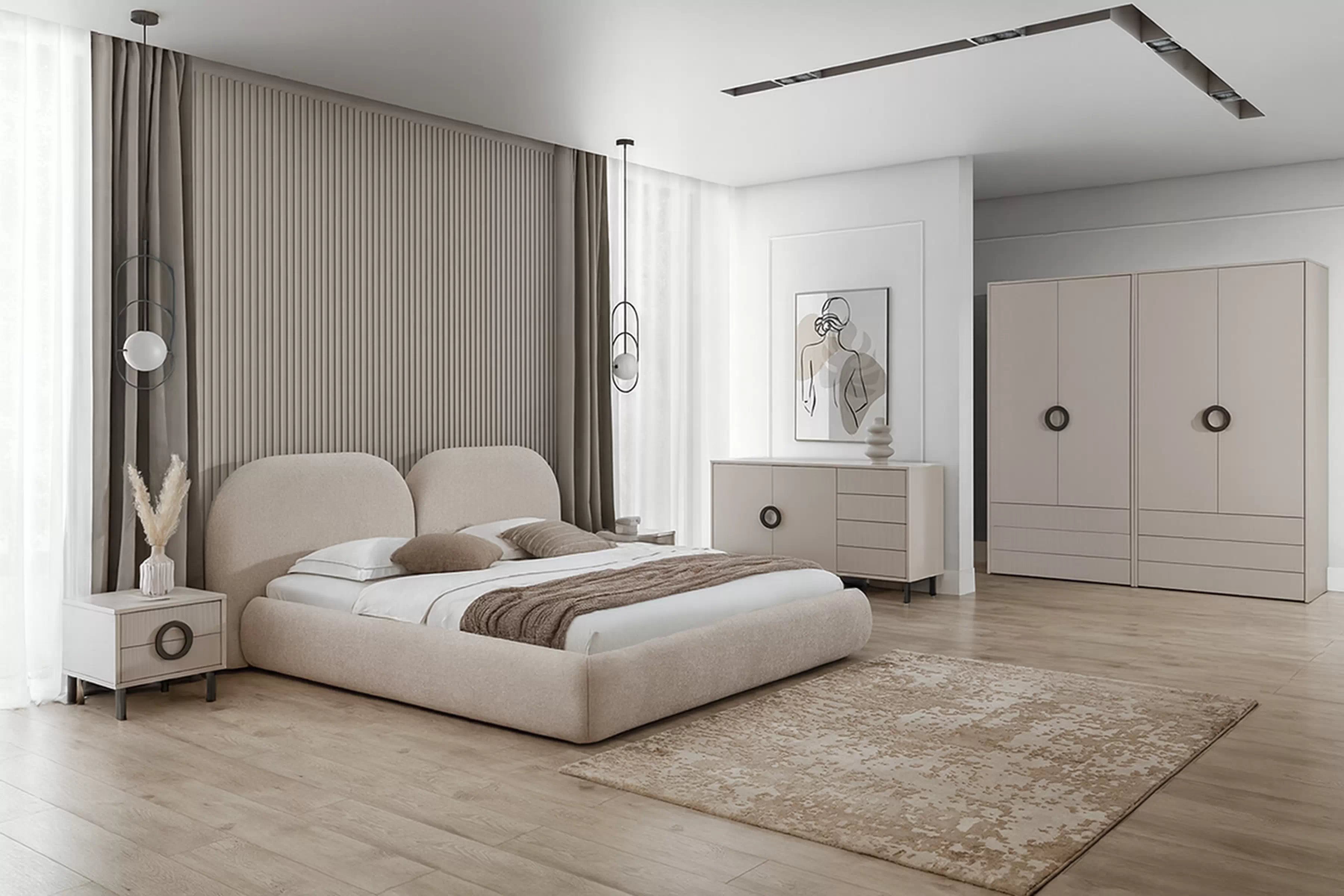 Skriňa Nubo 100 cm so zásuvkami - kašmírová / čierna Skriňa so zásuvkami Nubo 100 cm - kašmír/ Čierny 