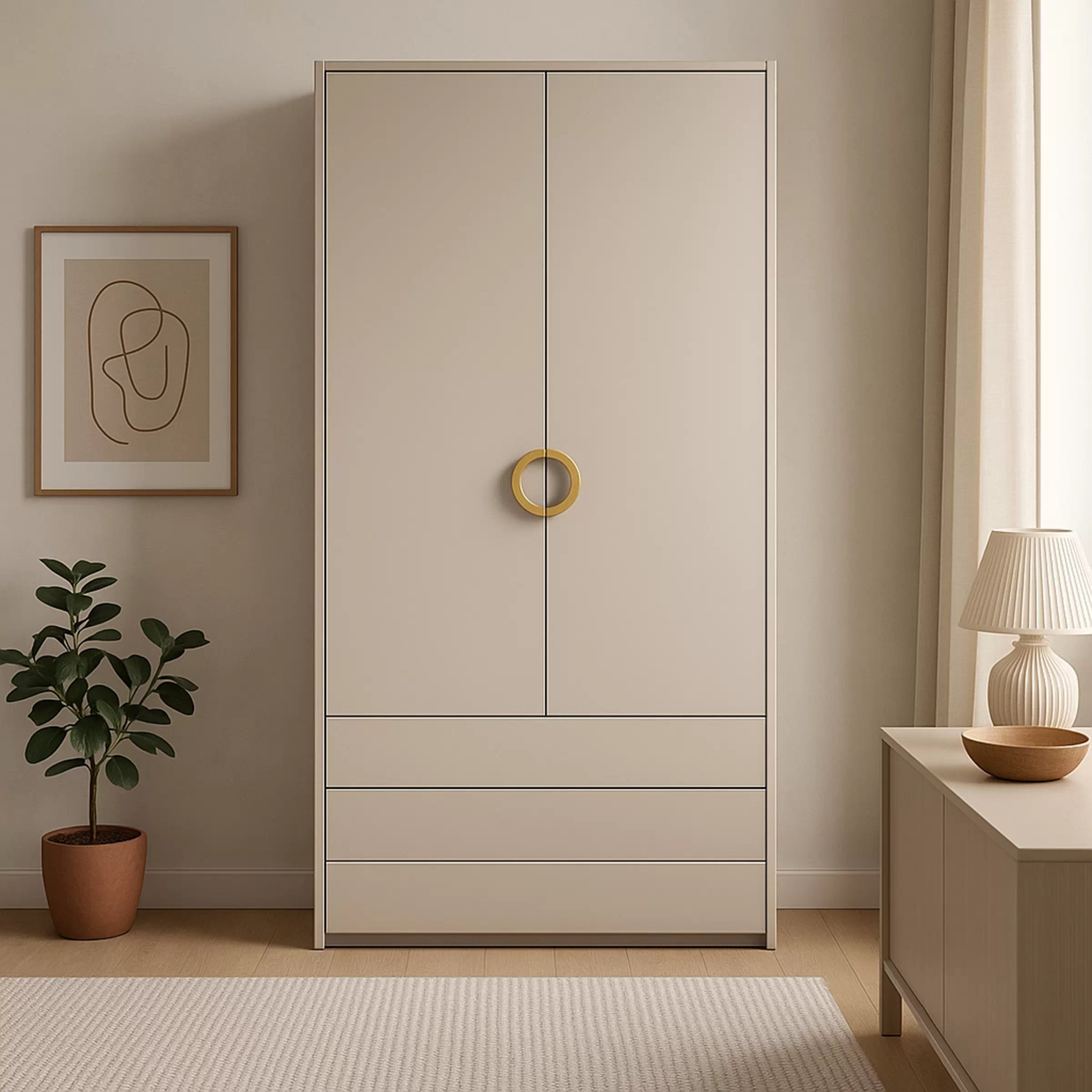 Šatní skříň Nubo 100 cm se zásuvkami - kašmír skříň se zásuvkami Nubo 100 cm - kašmír