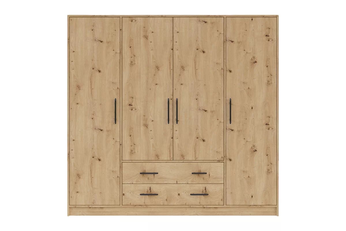 Kombinovaná skriňa Smart SR1 - 200 cm - dub artisan Skriňa štvordverová s dvoma zásuvkami Smart SR1 - artisan