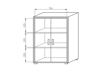 Kancelářský regál Offi OF-DR2 80 cm s centrálním zámkem Skříňka Rozměry