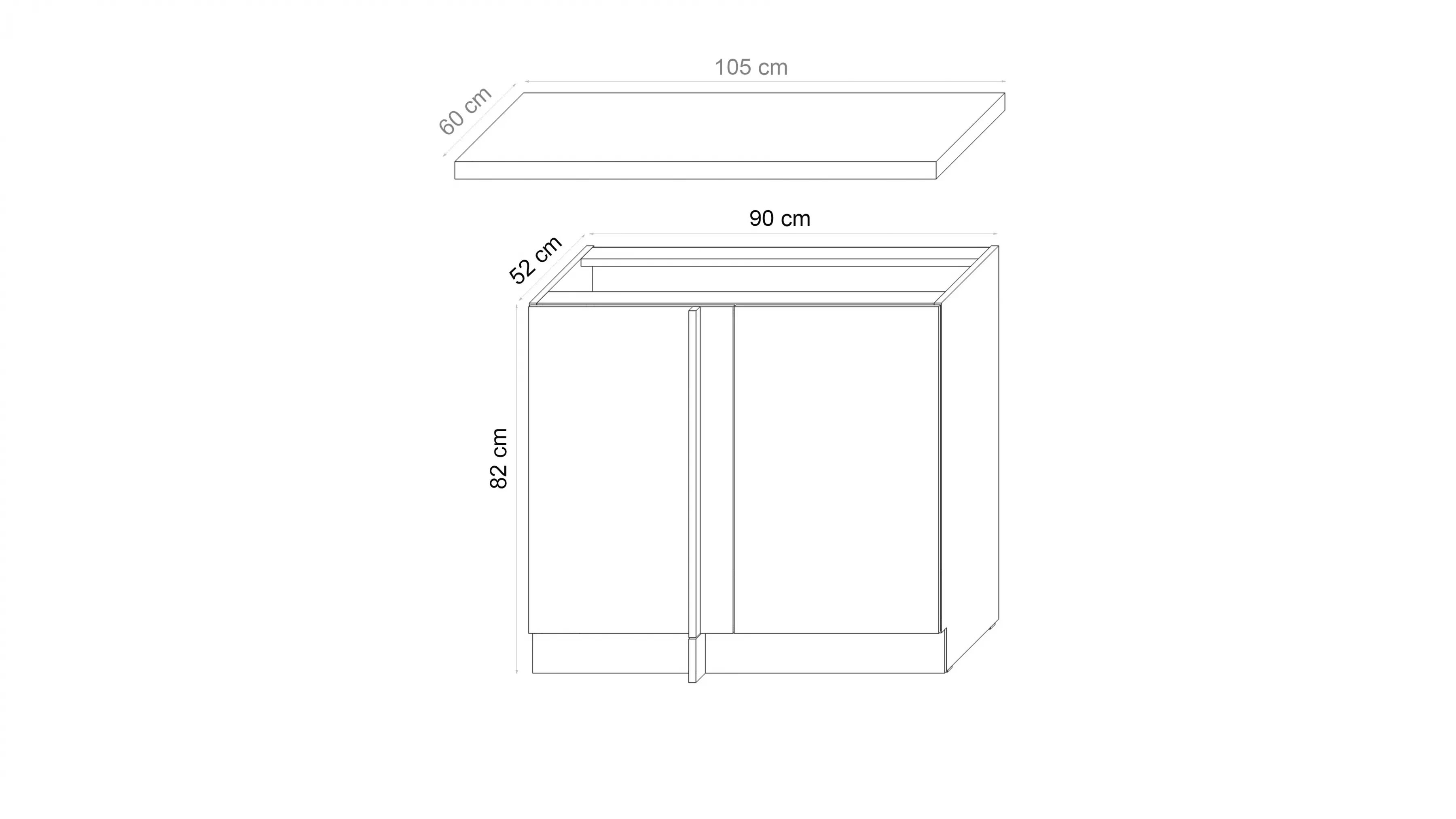 Spodní rohová kuchyňská skříňka Armonza 105 ND jednodveřová - kašmír skříňka kuchyňská spodní Armonza 105 ND 1F jednodveřová rohová - kašmír