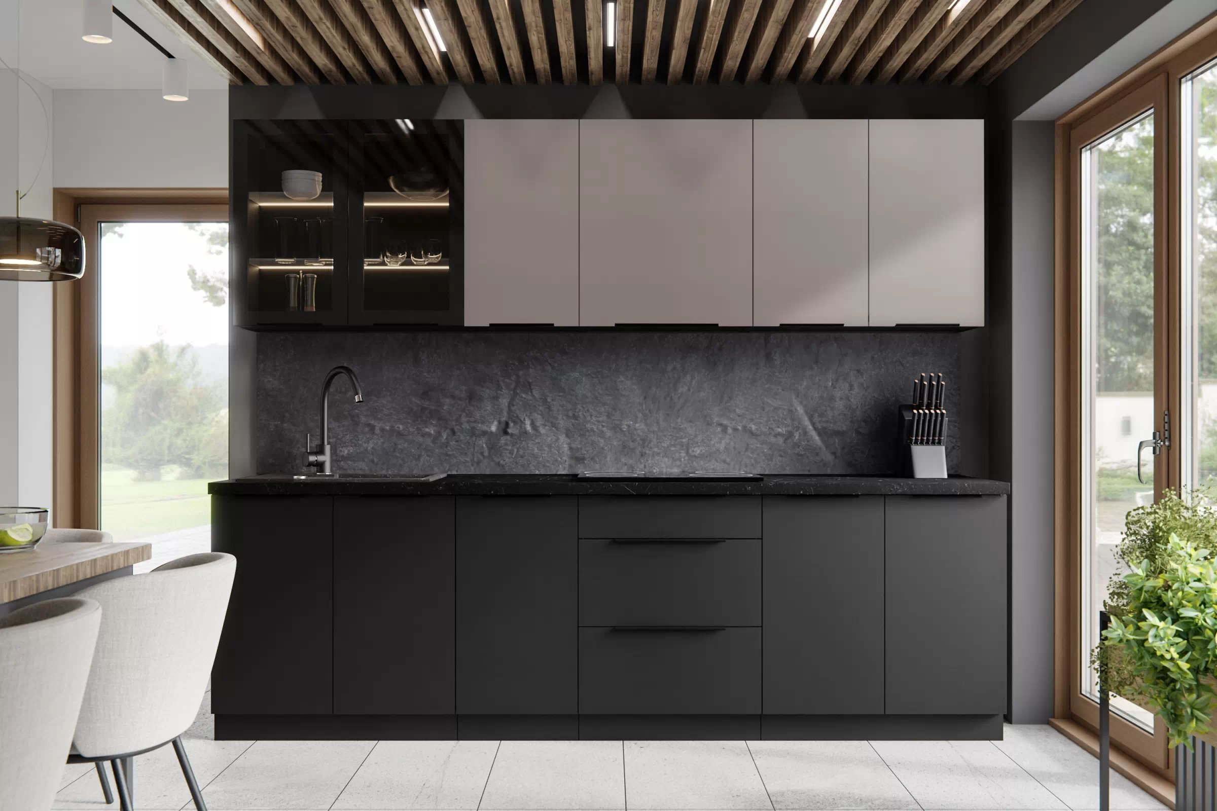 Spodní kuchyňská skříňka Armonza 80ZL dvoudveřová pod dřez - černý mat skříňka kuchyňská spodní Armonza 80ZL 2F dvoudveřová pod zlewozmywak - černá mat