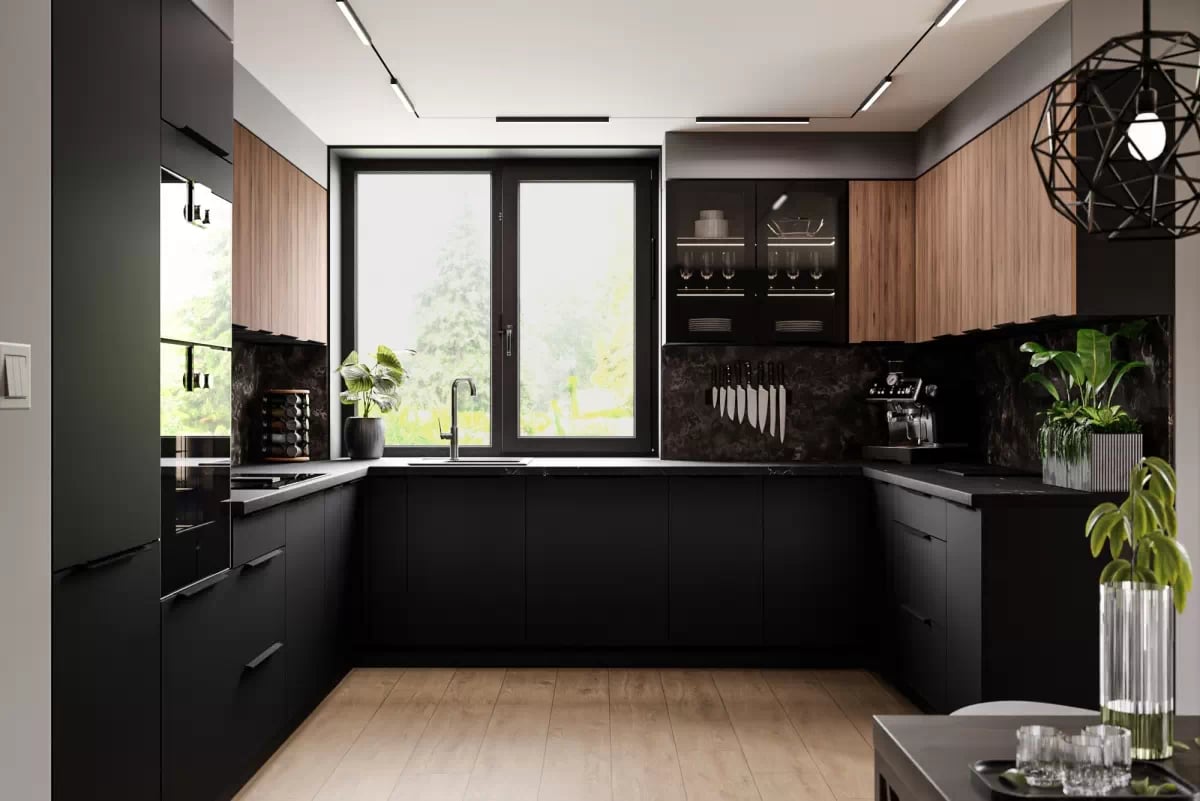 Spodní kuchyňská skříňka Armonza 80ZL dvoudveřová pod dřez - černý mat skříňka kuchyňská spodní Armonza 80ZL 2F dvoudveřová pod zlewozmywak - černá mat