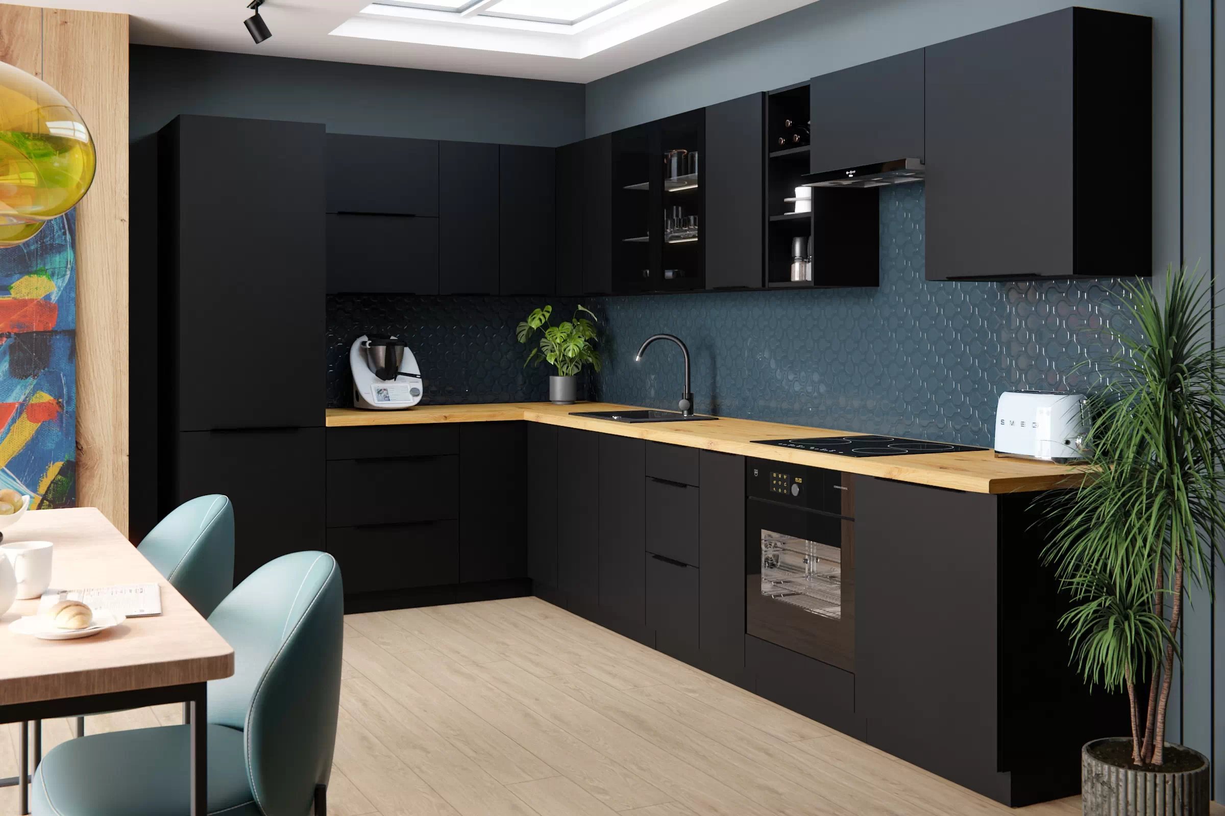 Spodní kuchyňská skříňka Armonza 80ZL dvoudveřová pod dřez - černý mat skříňka kuchyňská spodní Armonza 80ZL 2F dvoudveřová pod zlewozmywak - černá mat