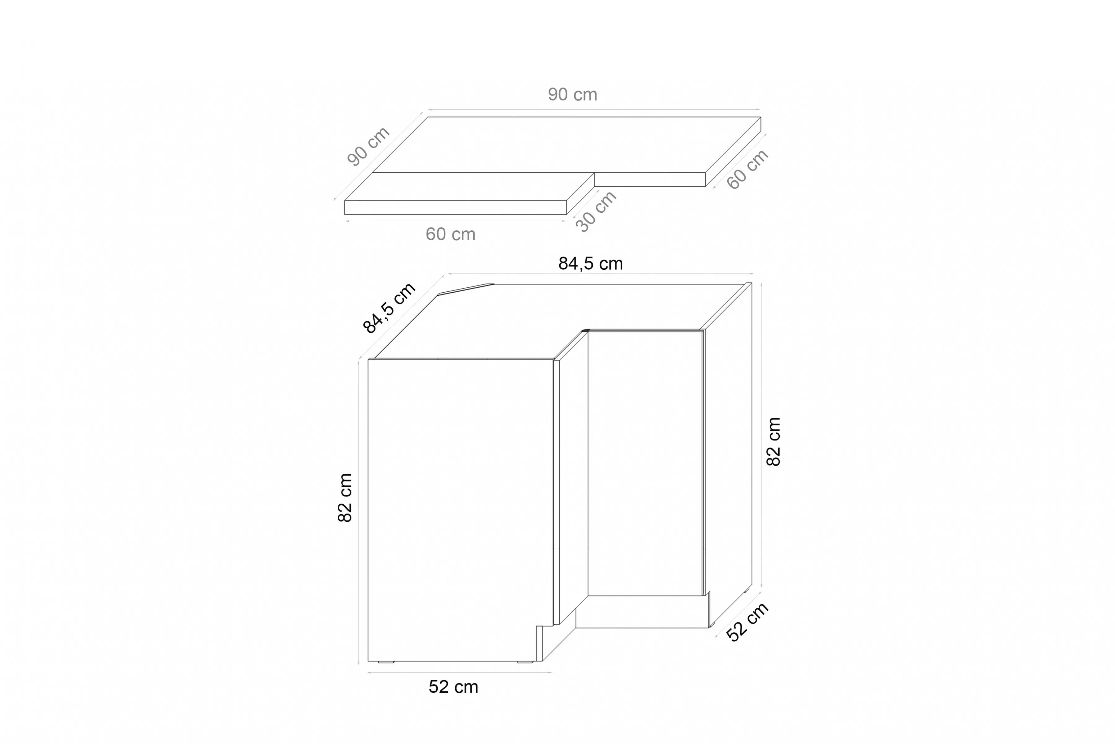 Skrinka Kuchynská dolná Armonza 90x90 ND dvojdverová rohová - Čierny mat Skrinka Kuchynská dolná Armonza 90x90 ND 2F dvojdverová rohová - Čierny mat
