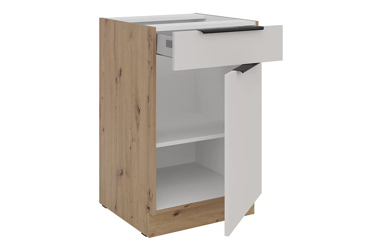 Kuchyňská spodní skříňka Arvani D50 S1 jednodveřová se zásuvkou - kašmír / dub artisan skříňka kuchyňská spodní Arvani D50 S1 jednodveřová z szuflada - kašmír / dub artisan