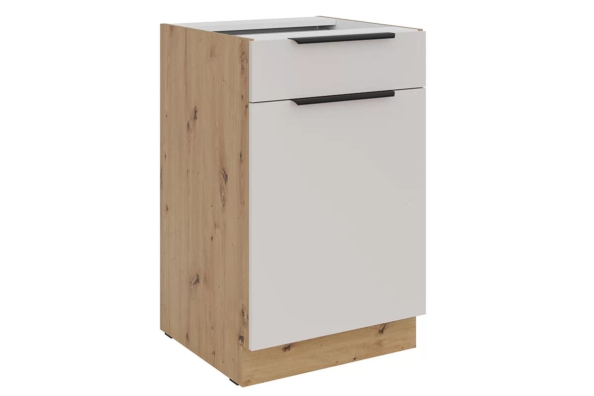 Kuchyňská spodní skříňka Arvani D50 S1 jednodveřová se zásuvkou - kašmír / dub artisan skříňka kuchyňská spodní Arvani D50 S1 jednodveřová z szuflada - kašmír / dub artisan