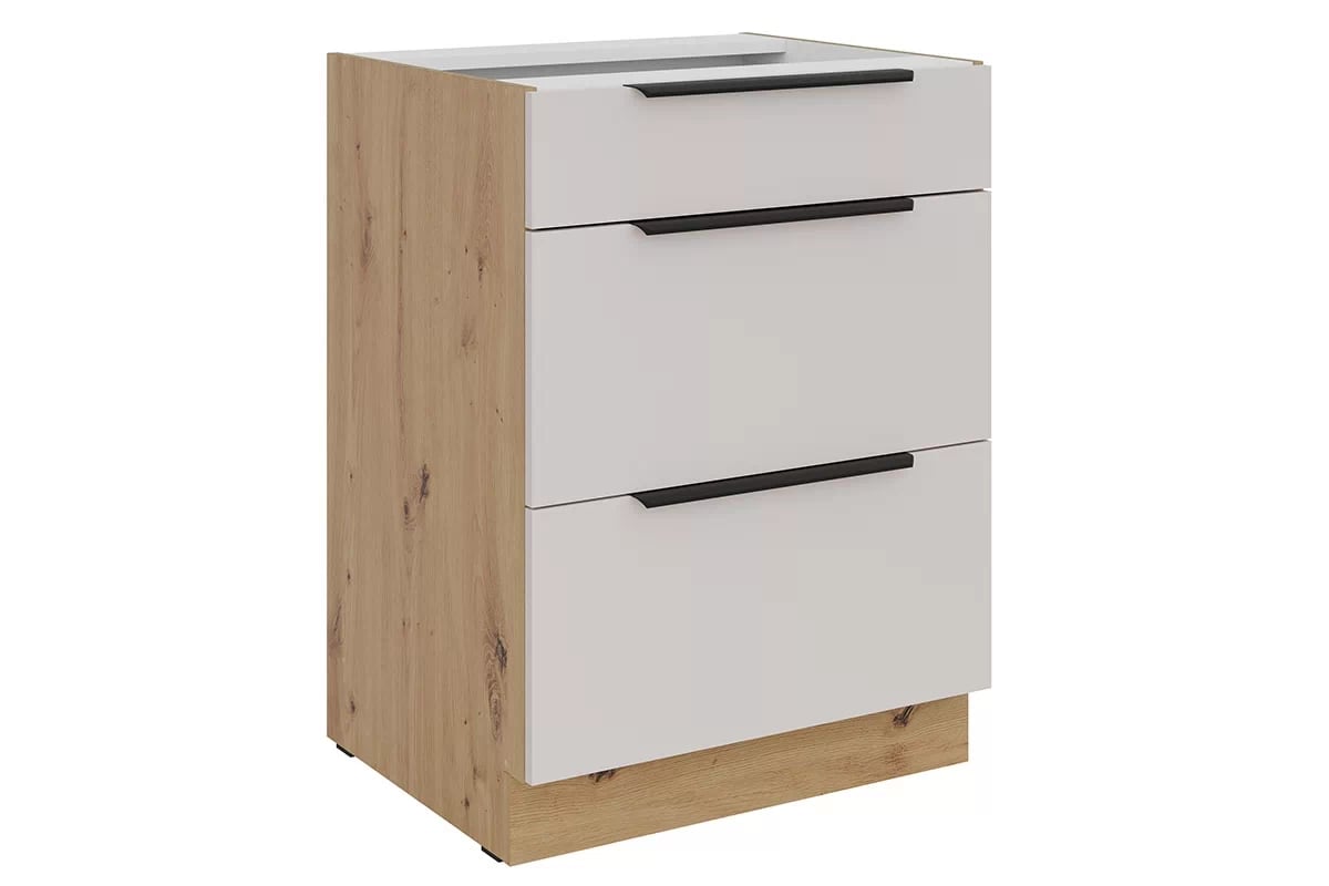 Kuchyňská spodní skříňka Arvani D60 S3 se zásuvkami - kašmír / dub artisan skříňka kuchyňská spodní Arvani D60 S3 se zásuvkami - kašmír / dub artisan