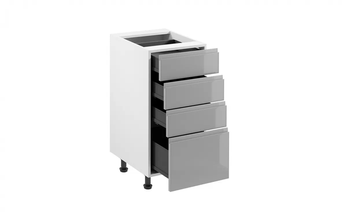 Dolní kuchyňská skříňka Aspen D40S4 se zásuvkami – šedý lesk skříňka kuchyňská spodní Aspen D40S4 se zásuvkami - šedý lesk