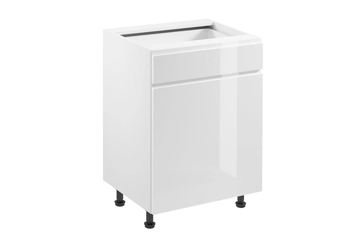 Kuchyňská skříňka Aspen D60S1 s jednou zásuvkou - šedý lesk skříňka kuchyňská spodní Aspen D60S1 jednodveřová z szuflada - bílý lesk