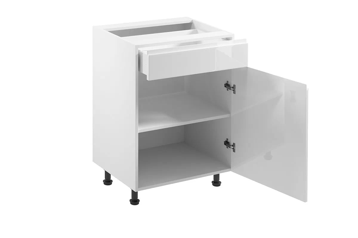 Kuchyňská skříňka Aspen D60S1 s jednou zásuvkou - šedý lesk skříňka kuchyňská spodní Aspen D60S1 jednodveřová z szuflada - bílý lesk