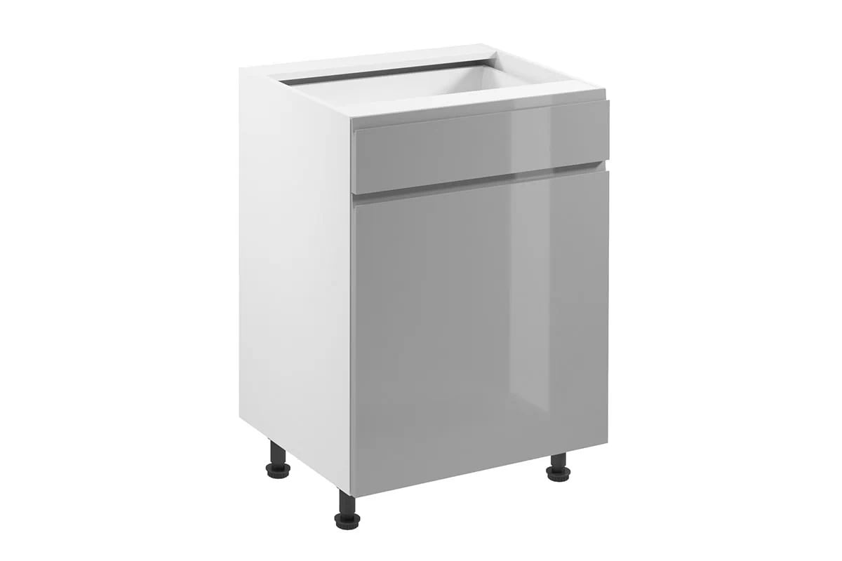 Spodná kuchynská skrinka Aspen D60S1 jednodverová so zásuvkou - sivý lesk Skrinka Kuchynská dolná Aspen D60S1 jednodverová z szuflada - Šedý lesk