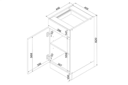 Dolní skříňka Clara D40 S/1 P/L se zásuvkou skříňka kuchyňská spodní Clara D40 S/1 P/L jednodveřová z szuflada - dub artisan