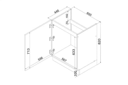 Clara D60 ZL P/L - dolná skrinka drezová skrinka Skrinka Kuchynská dolná Clara D60 ZL P/L jednodverová pod umývadlo - Dub artisan