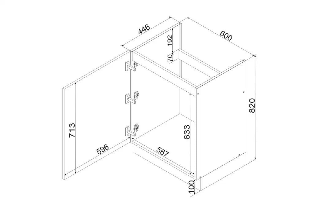 Clara D60 ZL P/L - dolná skrinka drezová skrinka Skrinka Kuchynská dolná Clara D60 ZL P/L jednodverová pod umývadlo - Dub artisan