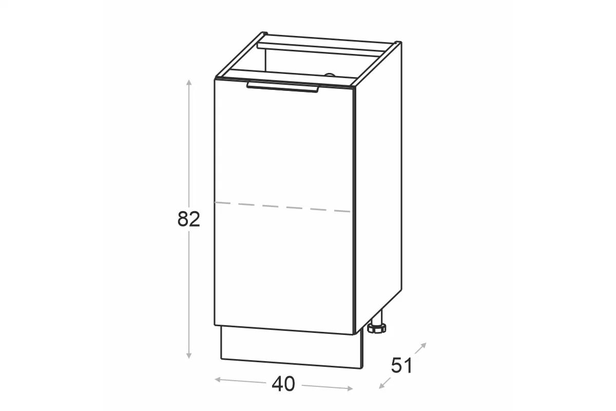 Spodní kuchyňská skříňka Ilandia D40.1 jednodveřová - šedá mat Skříňka kuchyňská spodní Ilandia D40.1 jednodveřová - šedá mat