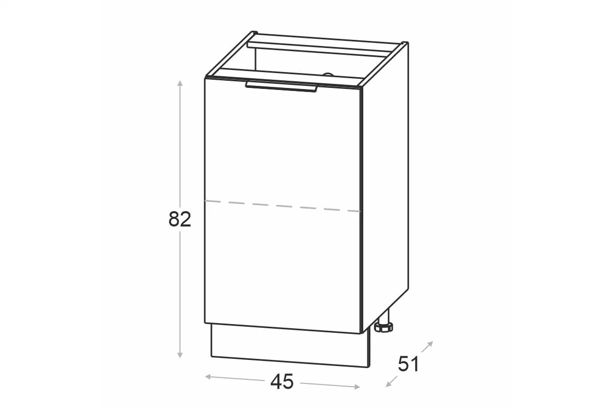 Spodní kuchyňská skříňka Ilandia D45.1 jednodveřová - šedá mat Skříňka kuchyňská spodní Ilandia D45.1 jednodveřová - šedá mat