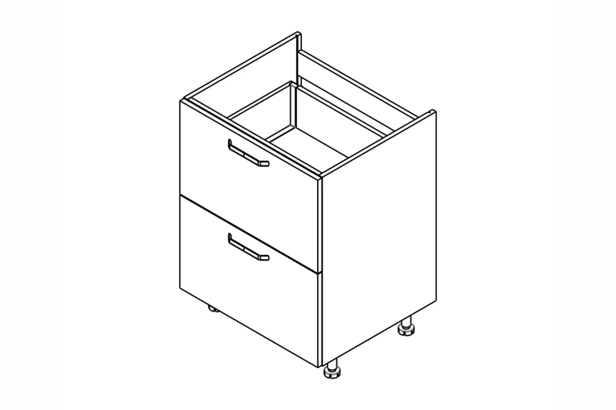 Spodná skrinka Kammono F DSS60/2PŁ so zásuvkami pod varnú dosku Skrinka Kuchynská dolná KAMMONO F DSS60/2PL so zásuvkami do riadu plyty grzewczej