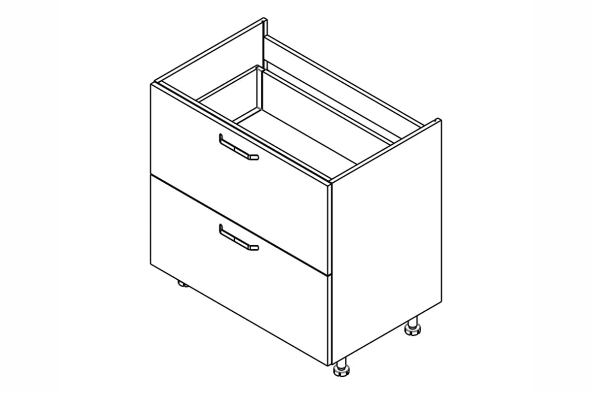 Spodná skrinka Kammono F DSS80/2PŁ so zásuvkami pod varnú dosku Skrinka Kuchynská dolná KAMMONO F DSS80/2PL so zásuvkami do riadu plyty grzewczej