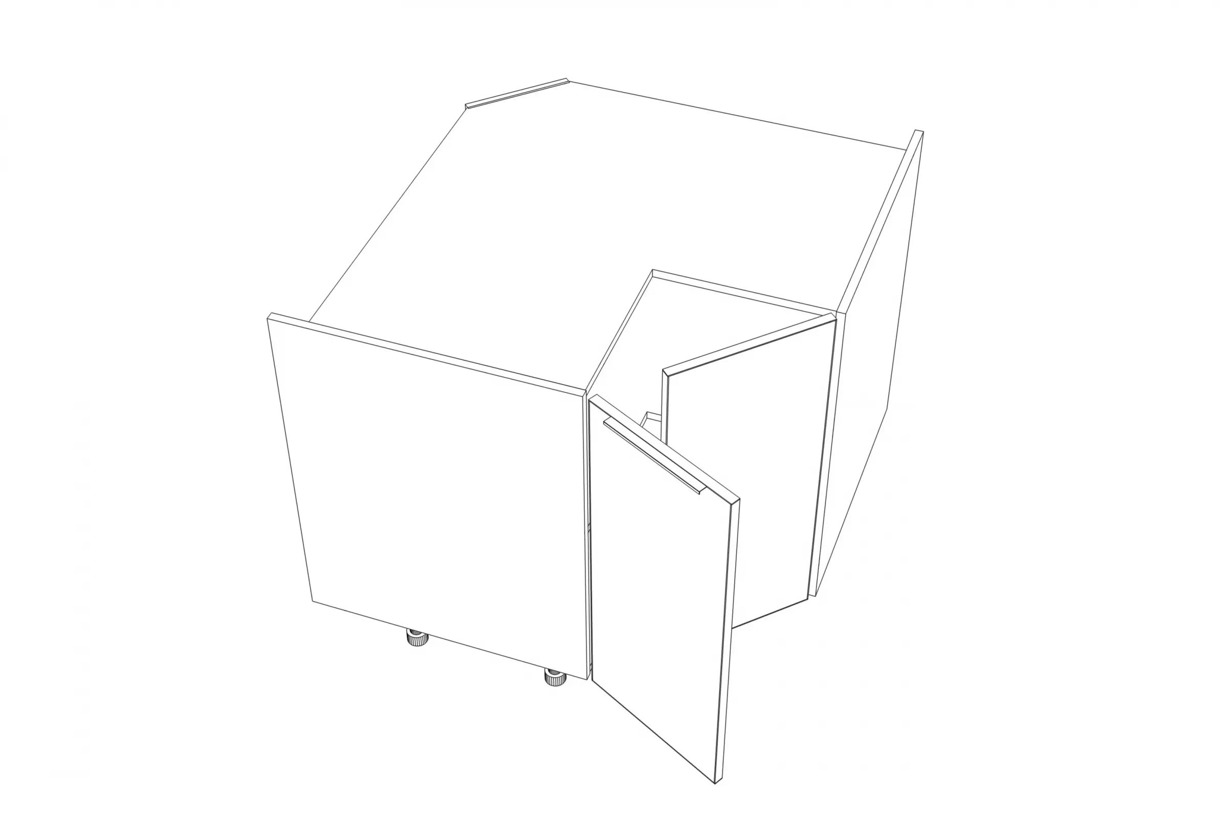 KAMMONO DRP90 - dolná skrinka rohová - P2 i K2 BLACK Skrinka Kuchynská dolná KAMMONO K2 DRP90 rohová dvojdverová