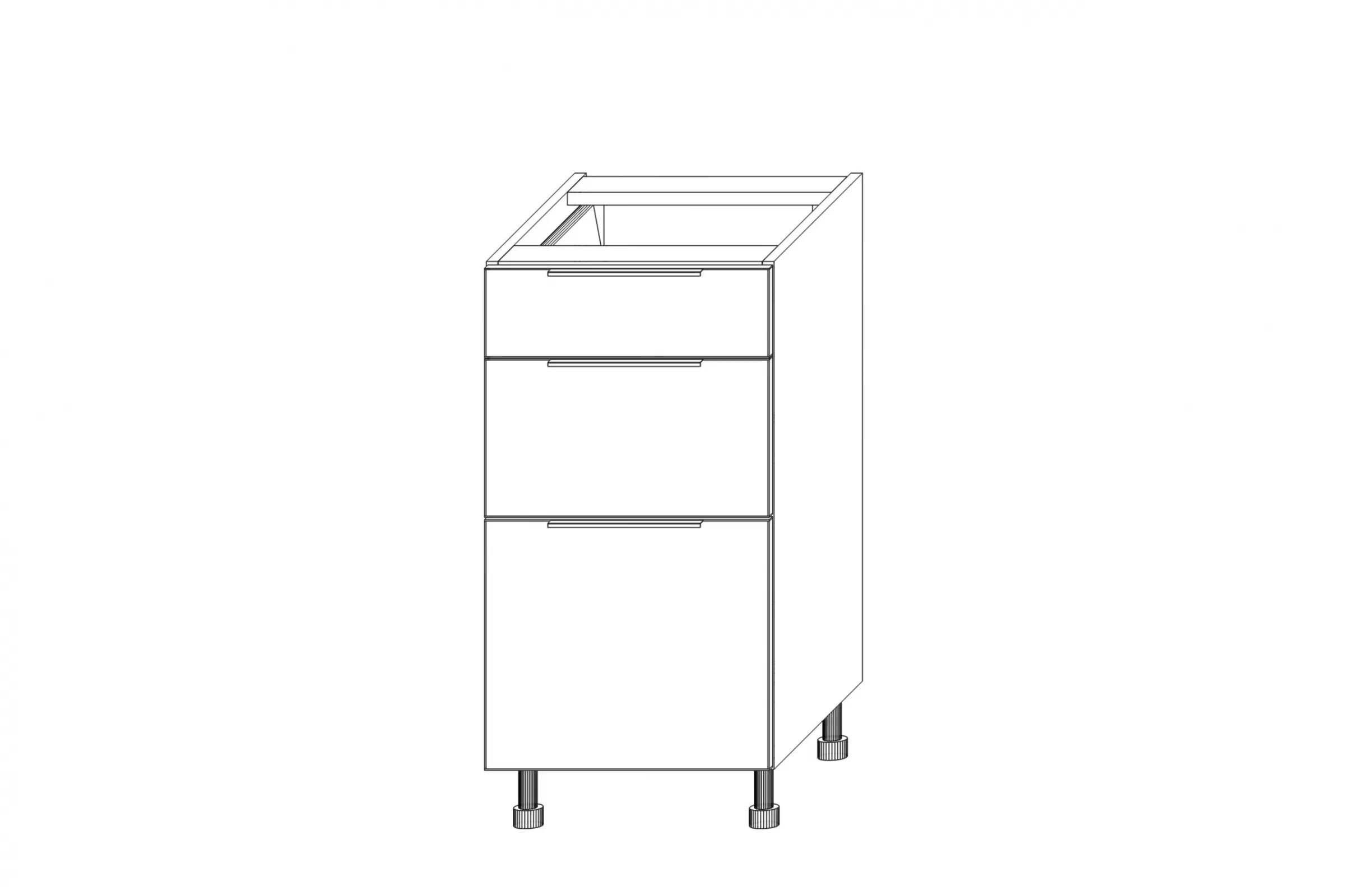 KAMMONO DS40/3 - dolná skrinka so zásuvkami Metalbox - P2 i K2 BLACK Skrinka Kuchynská dolná KAMMONO K2 DS40/3  s tromi zásuvkami