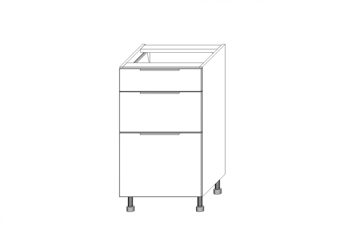 KAMMONO DS45/3 - dolná skrinka so zásuvkami Metalbox - P2 i K2 BLACK Skrinka Kuchynská dolná KAMMONO K2 DS45/3  s tromi zásuvkami