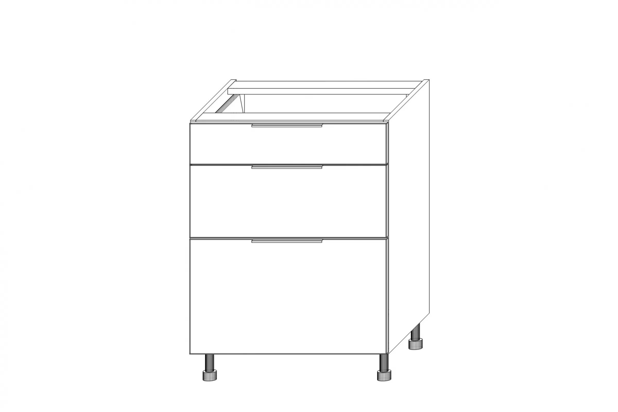 Spodní kuchyňská skříňka Kammono K2 DS60/3 se 3 zásuvkami skříňka kuchyňská spodní KAMMONO K2 DS60/3 se třemi  zásuvkami