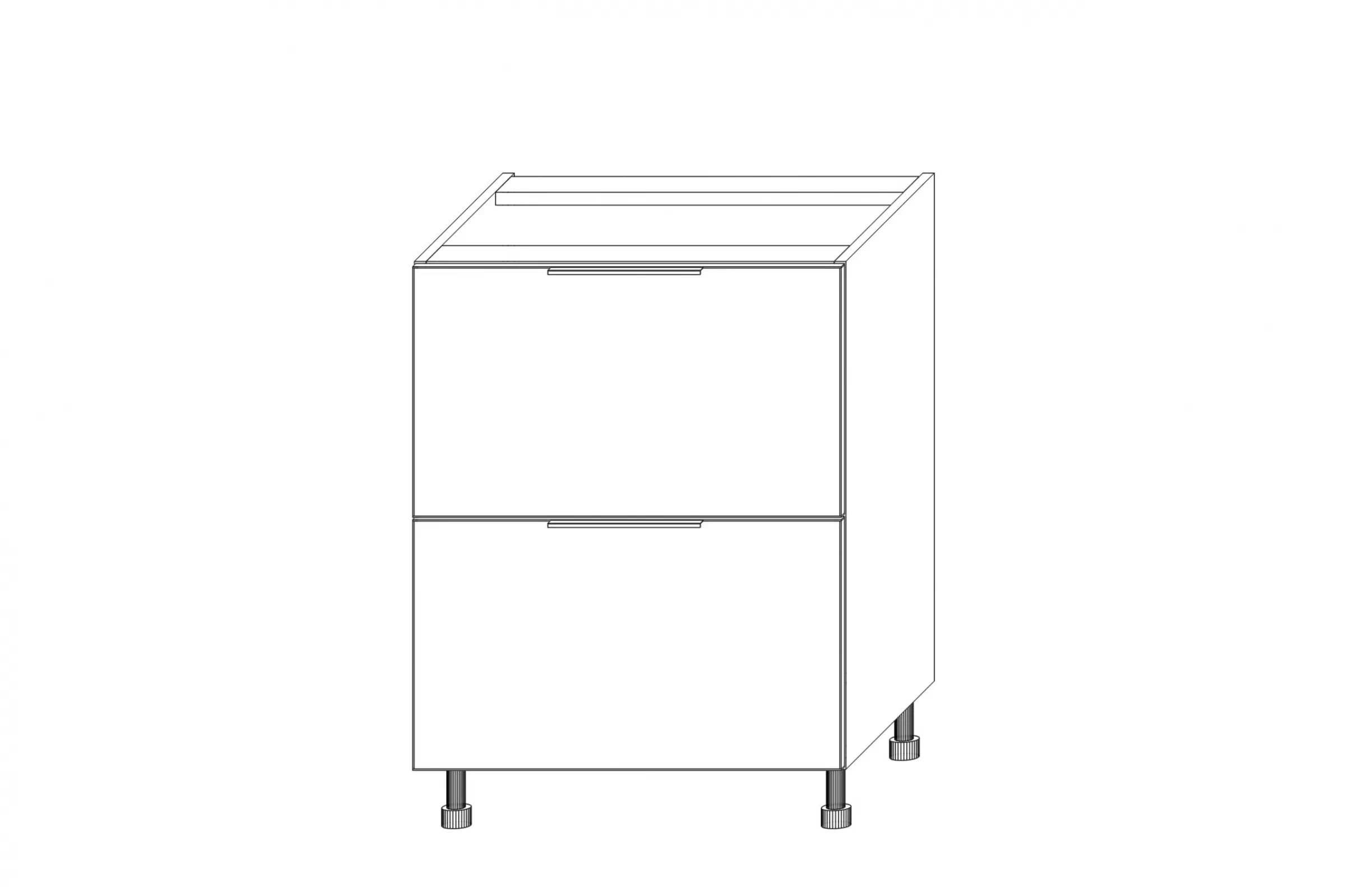 Spodní kuchyňská skříňka Kammono K2 DSS60/2PL se zásuvkami pro vestavbu varné desky skříňka kuchyňská spodní KAMMONO K2 DSS60/2 se zásuvkami pro zabudowy plyty grzewczej