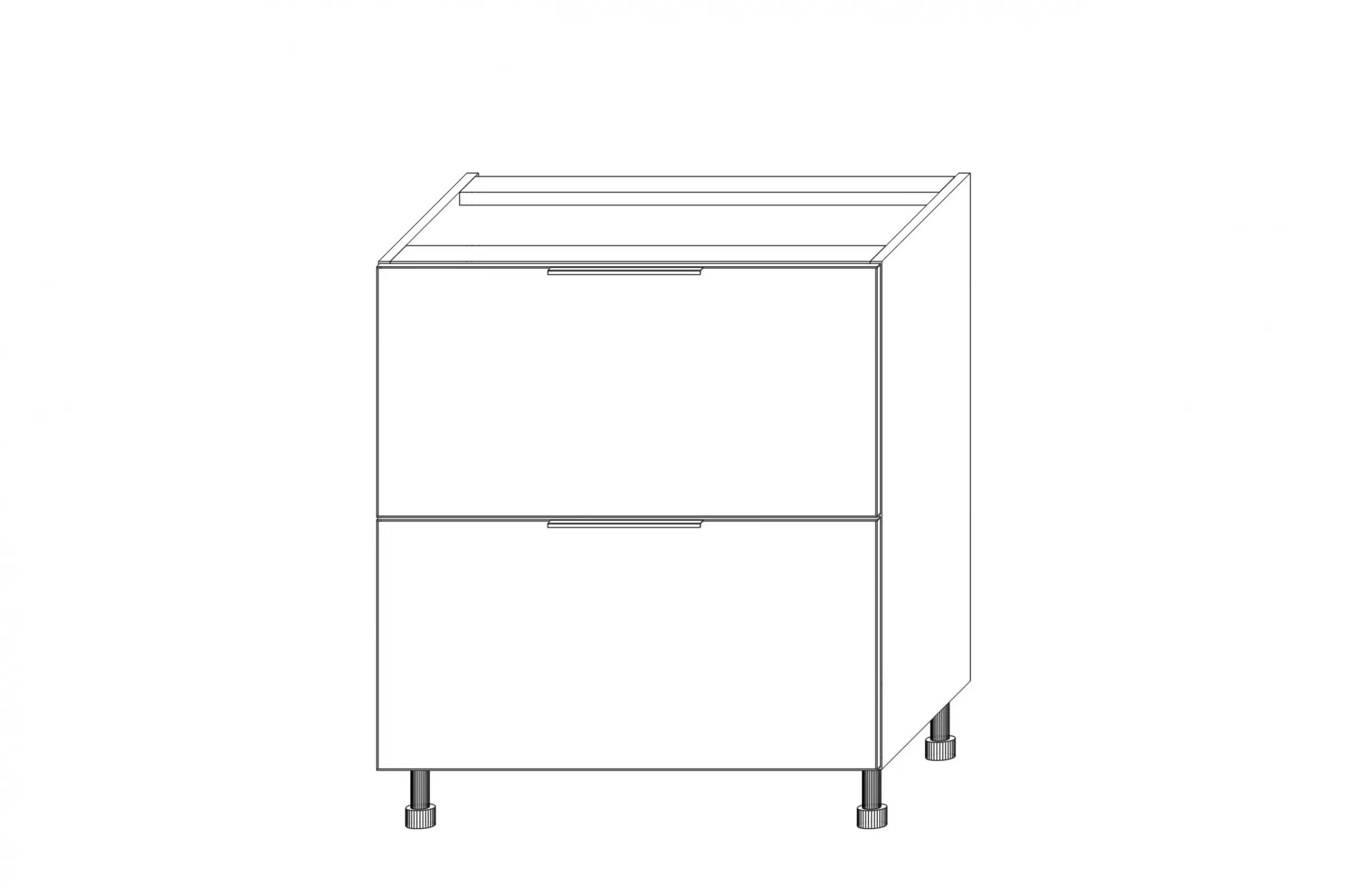 KAMMONO DSS70/2PL - dolná skrinka na varnú dosku - P2 i K2 BLACK Skrinka Kuchynská dolná KAMMONO K2 DSS70/2 so zásuvkami do riadu plyty grzewczej